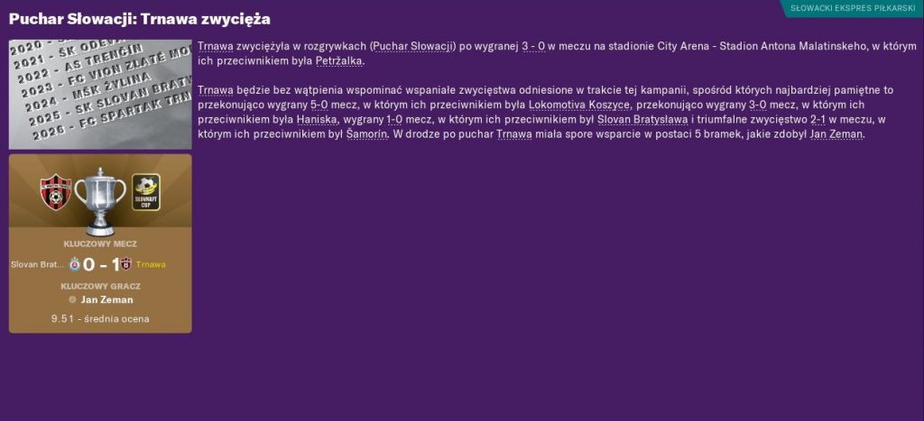 Triumf w Pucharze Słowacji