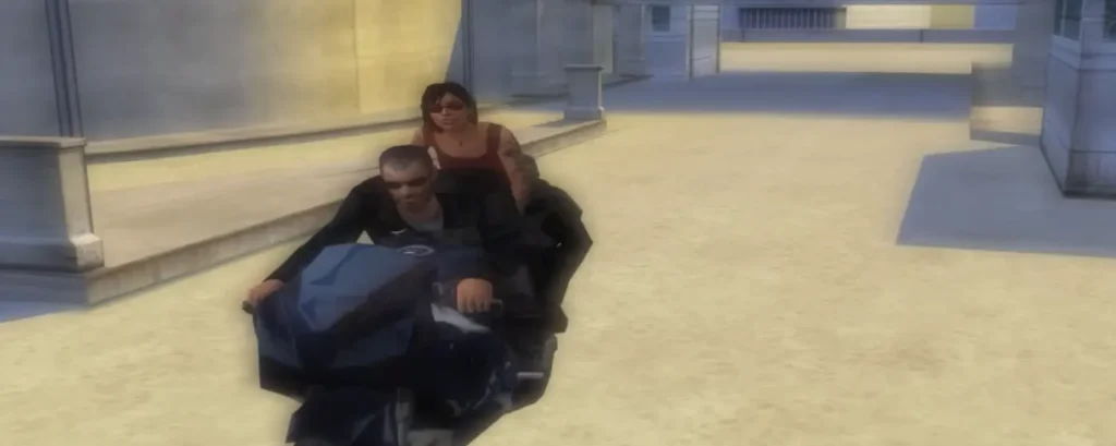 Jack Wade and Leeza on motorcycle